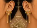 Boucles d'oreilles pendantes dorées étoiles strass - portées, poids 2 g