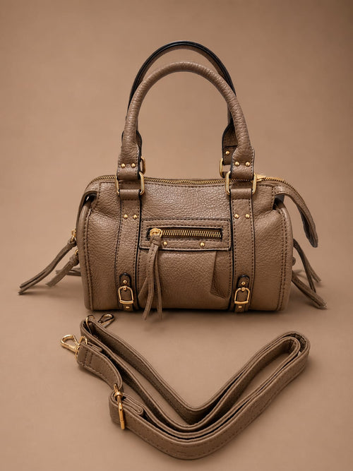 Mini Sac Bowling Taupe – intérieur doublure rayée