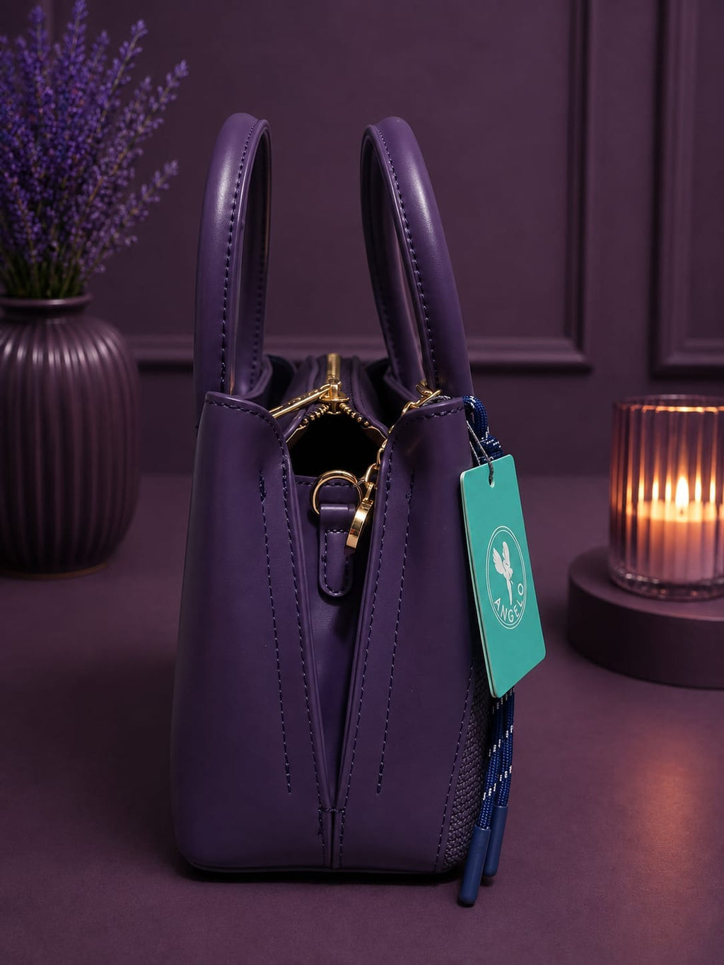Sac Angelo violet - vue intérieure ouverte