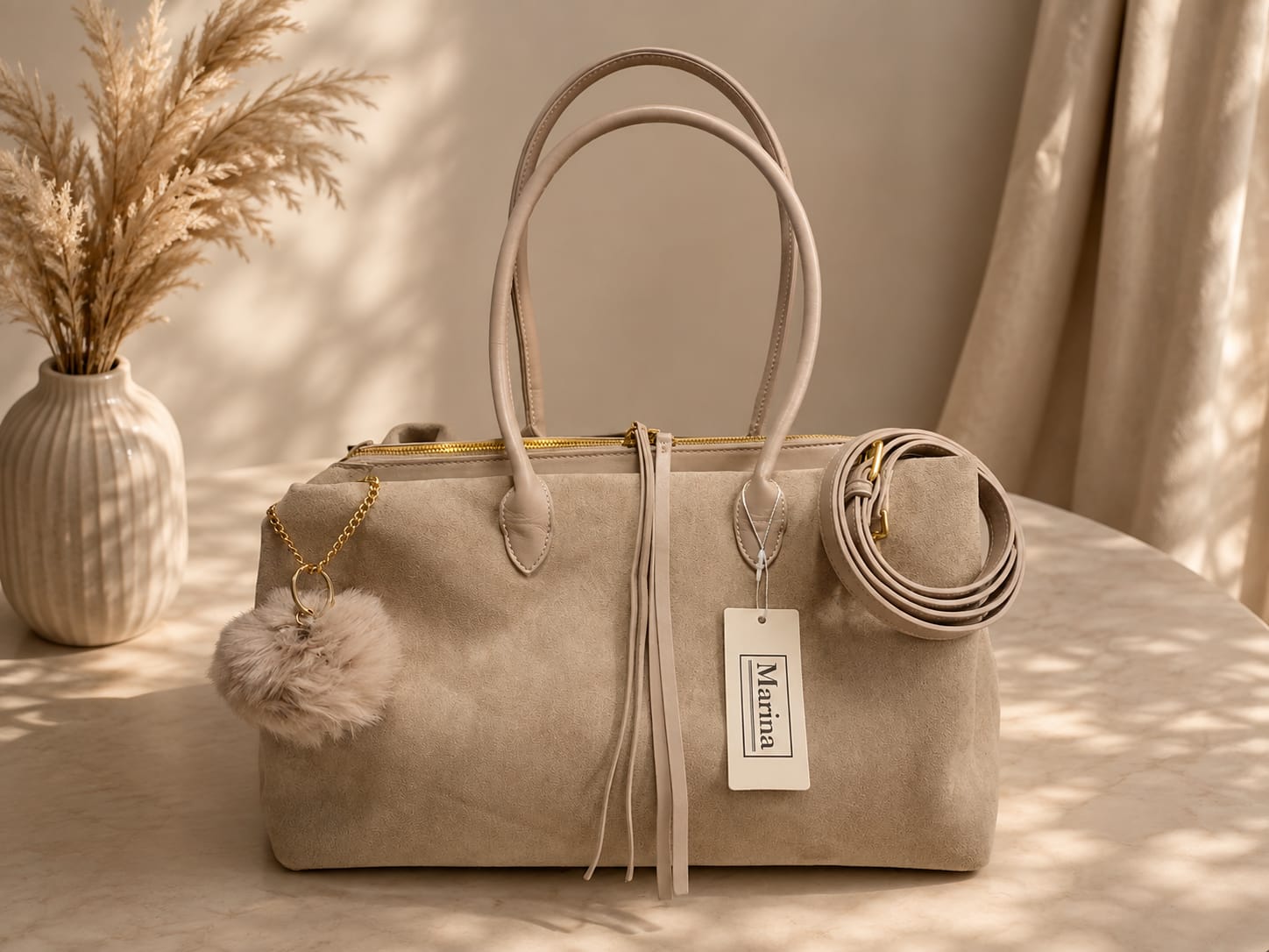 Sac Marina Taupe - vue de face fond clair