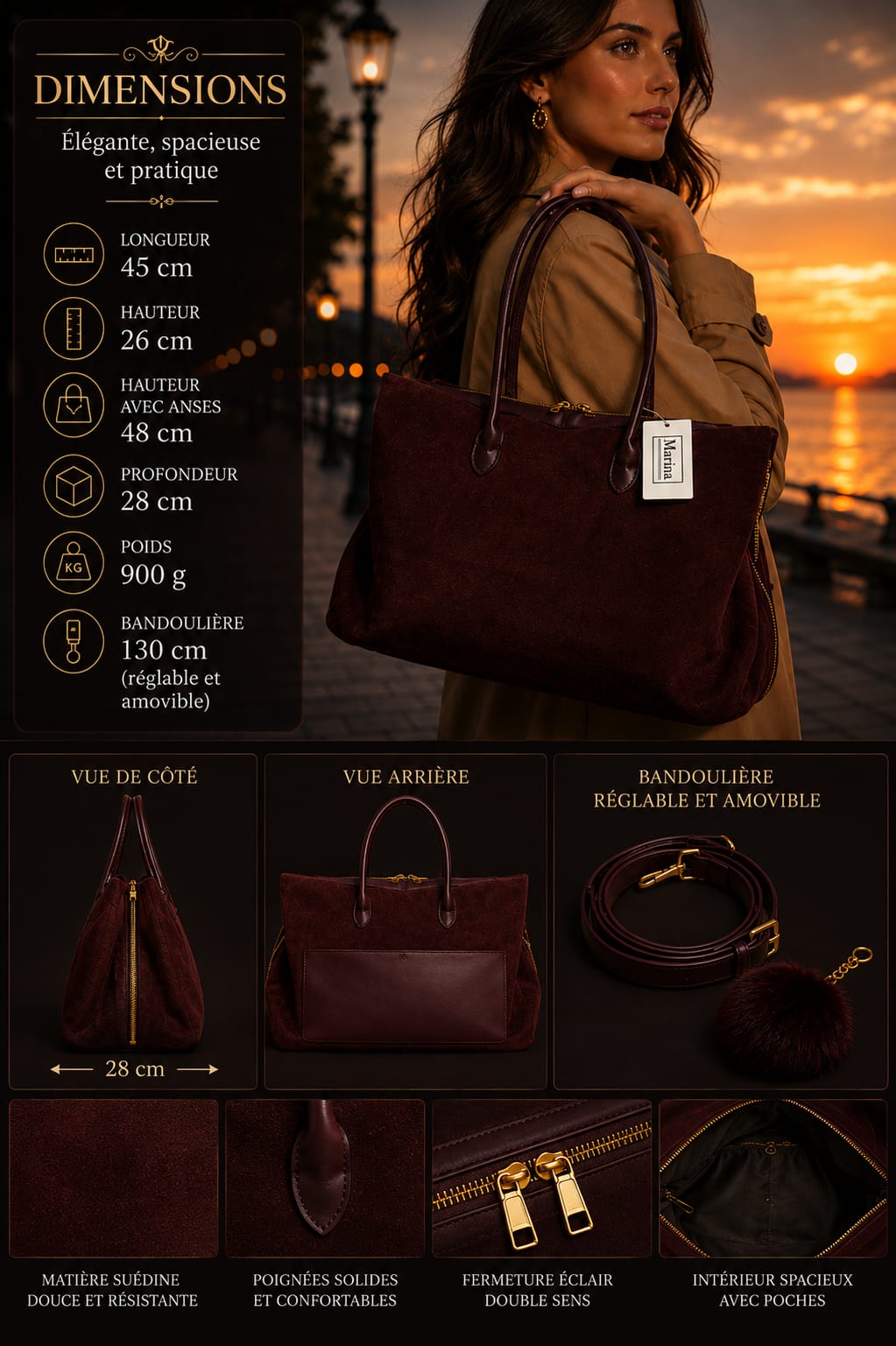 Sac Marina bordeaux – vue lifestyle