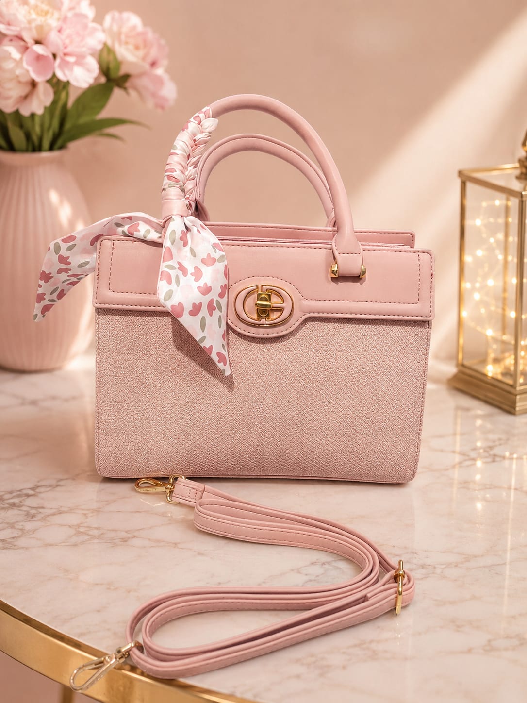 Sac à main rose - intérieur ouvert